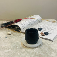 کاپ قهوه /شات قهوه مرمریت مشکی  + نعلبکی سنگی مرمر (کاپ قهوه خوری سنگی/ شات قهوه خوری سنگی )/فنجان قهوه کد محصول Ono8042021
