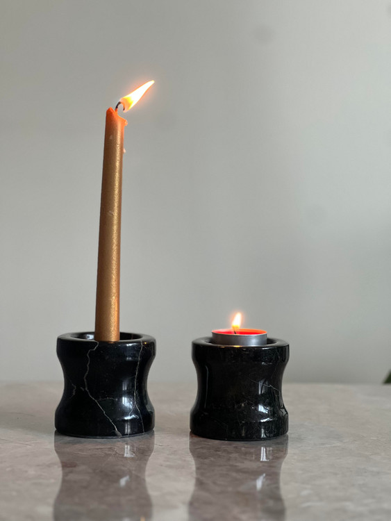 جا شمعی و جا وارمری مرمریت مشکی